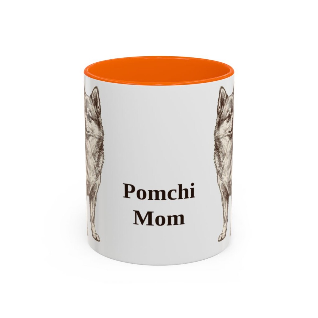 11oz Pomchi Dog Mom Mug, Orange, front view