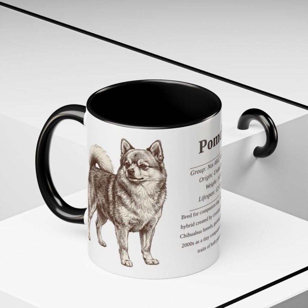 11oz Pomchi Mug, Black, lifestyle photo