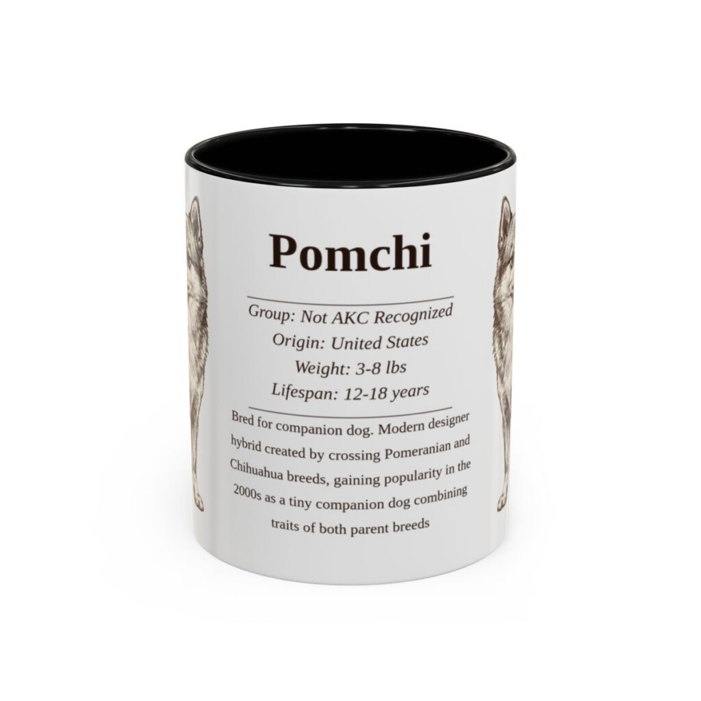 11oz Pomchi Mug, Black, front view