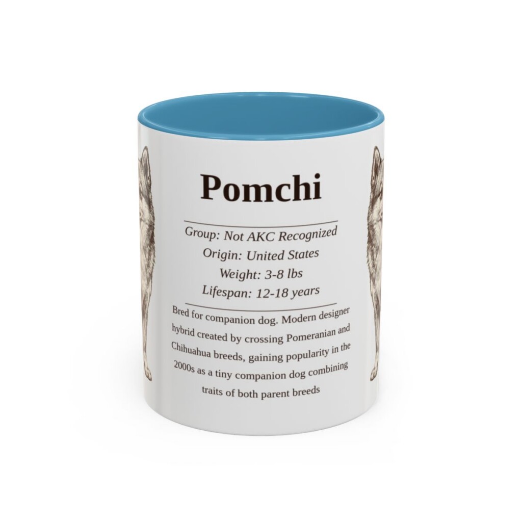 11oz Pomchi Mug, Light Blue, front view
