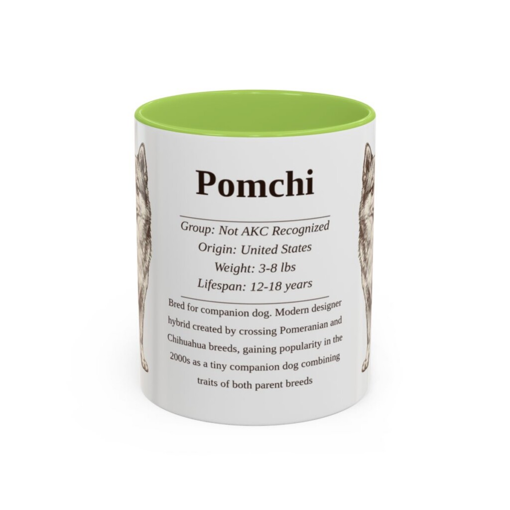 11oz Pomchi Mug, Light Green, front view