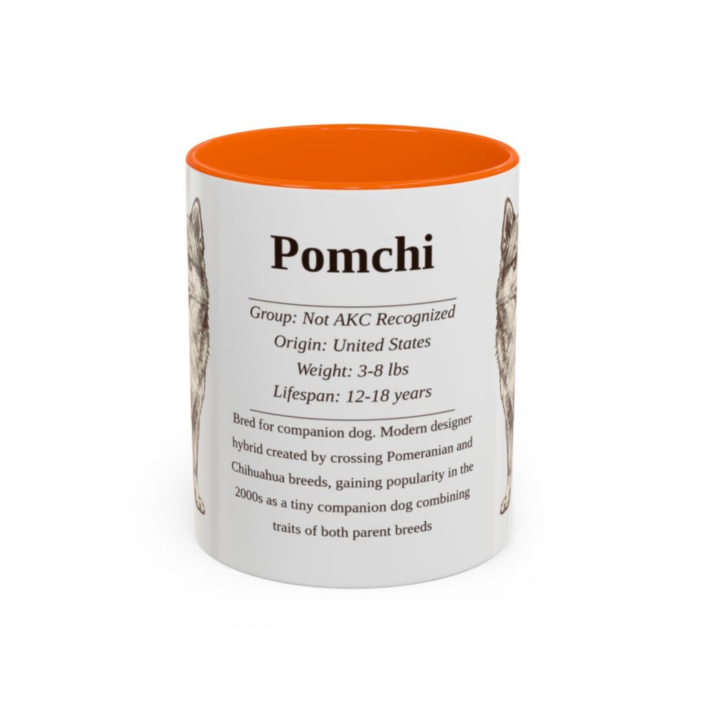 11oz Pomchi Mug, Orange, front view