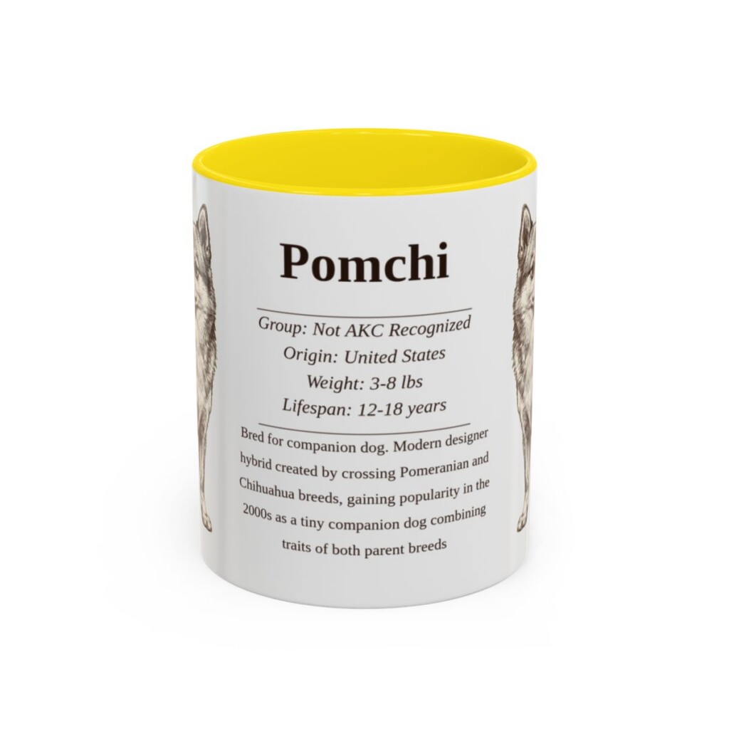 11oz Pomchi Mug, Yellow, front view