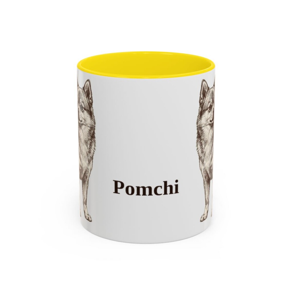11oz Pomchi Mug, Yellow, front view