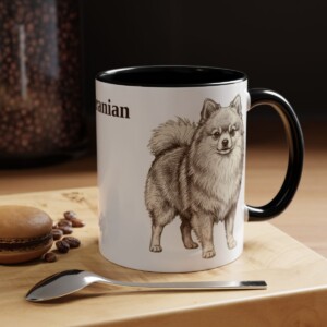 11oz Pomeranian Mug, Black, lifestyle photo