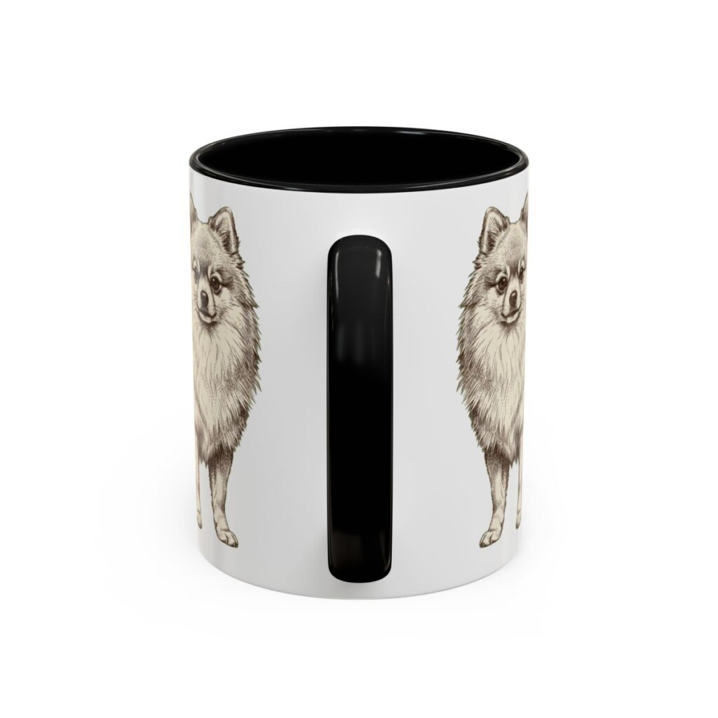 11oz Pomeranian Dog Dad Mug, Black, back view