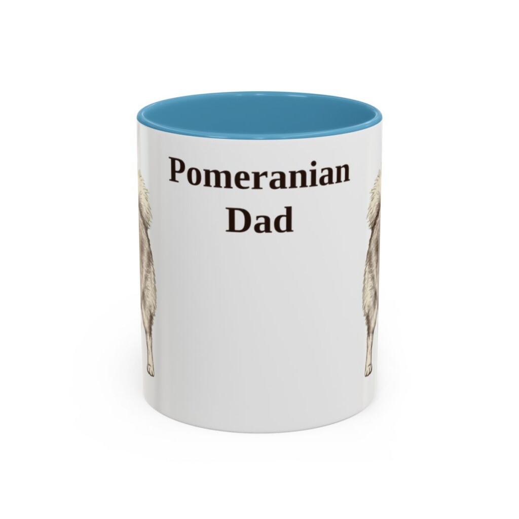 11oz Pomeranian Dog Dad Mug, Light Blue, front view