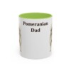11oz Pomeranian Dog Dad Mug, Light Green, front view