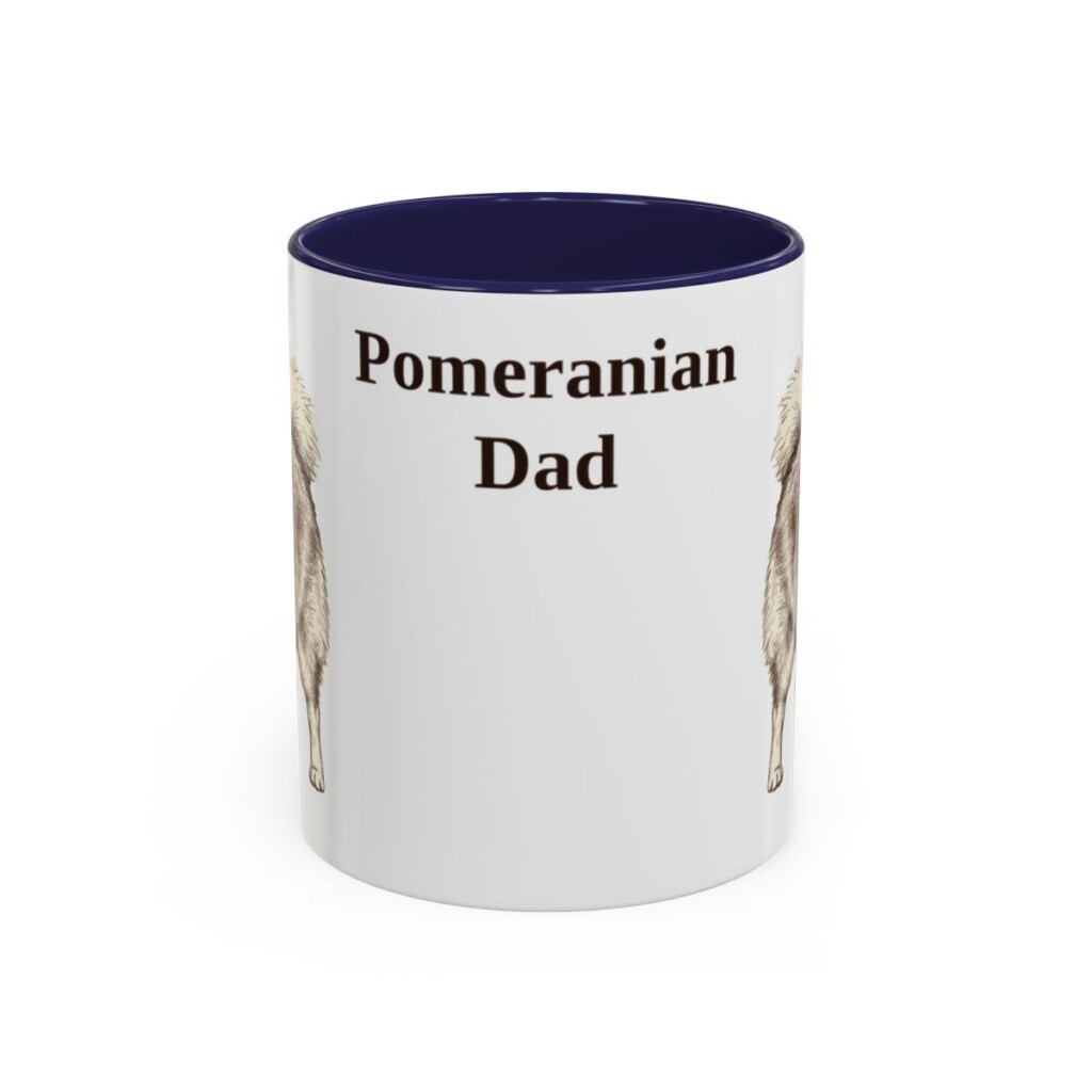 11oz Pomeranian Dog Dad Mug, Navy, front view