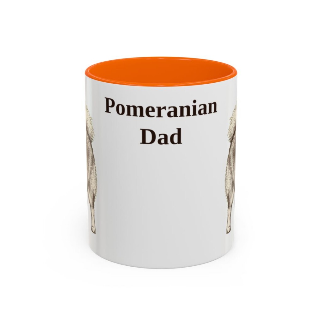 11oz Pomeranian Dog Dad Mug, Orange, front view