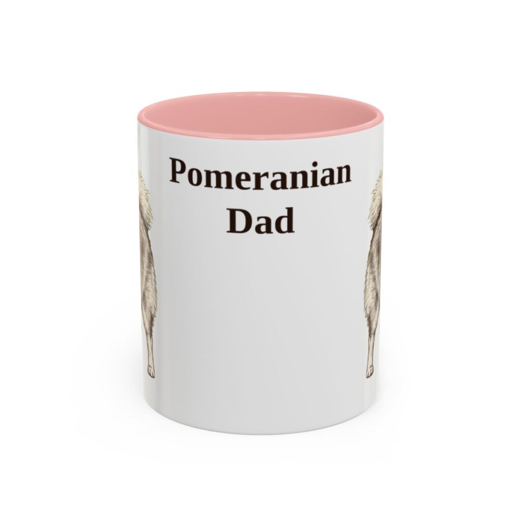11oz Pomeranian Dog Dad Mug, Pink, front view