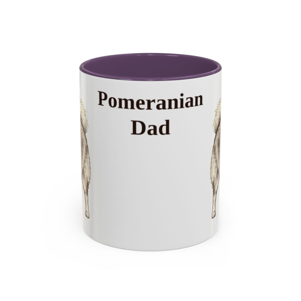 11oz Pomeranian Dog Dad Mug, Purple, front view