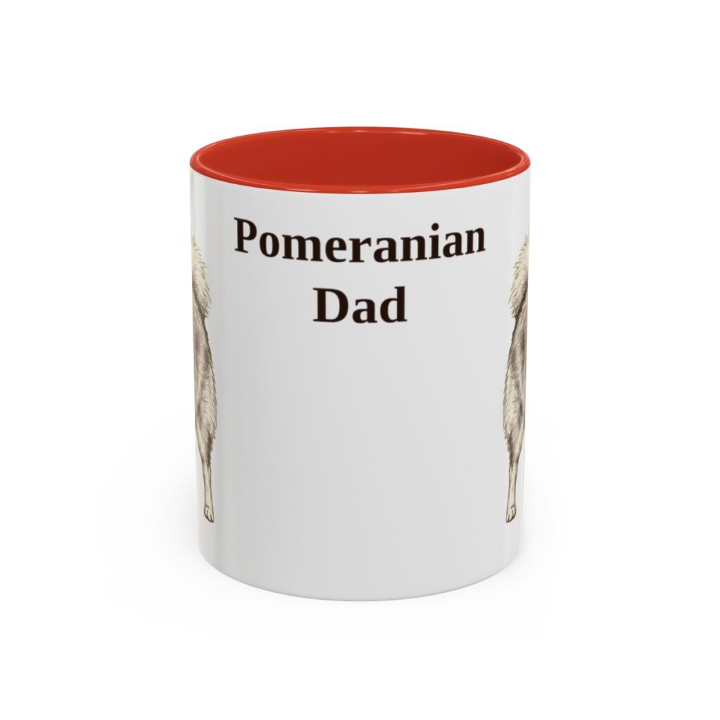 11oz Pomeranian Dog Dad Mug, Red, front view
