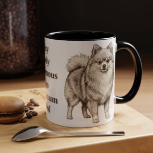 11oz Funny Pomeranian Mug, Black, lifestyle photo