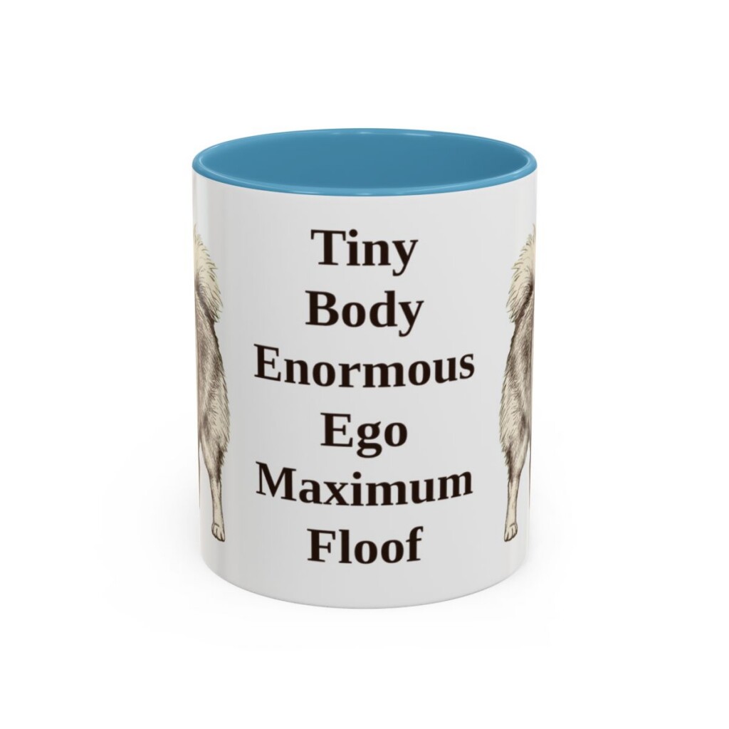 11oz-pomeranian-mug-humor-light-blue 11oz Funny Pomeranian Mug, Light Blue, front view