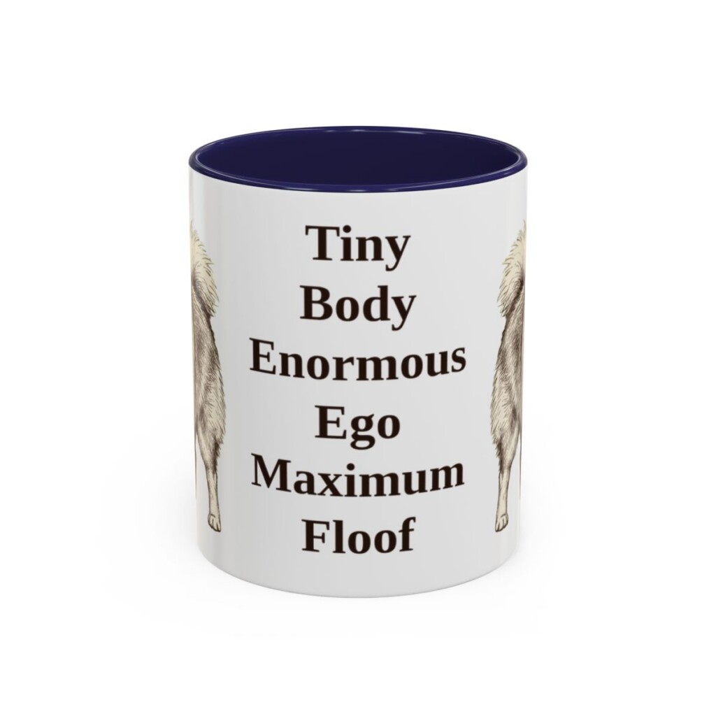 11oz-pomeranian-mug-humor-navy 11oz Funny Pomeranian Mug, Navy, front view
