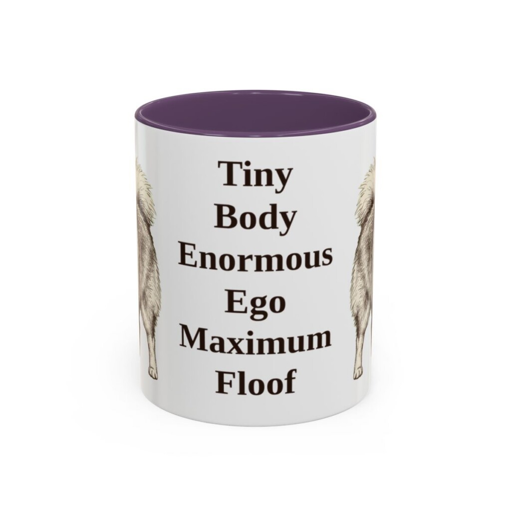 11oz-pomeranian-mug-humor-purple 11oz Funny Pomeranian Mug, Purple, front view