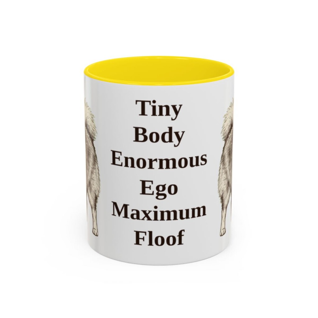 11oz-pomeranian-mug-humor-yellow 11oz Funny Pomeranian Mug, Yellow, front view