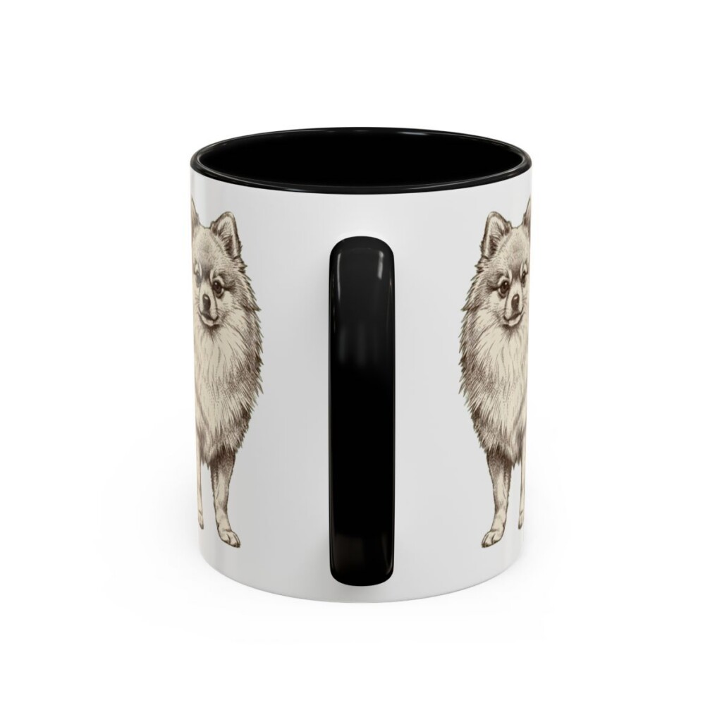 11oz Pomeranian Latin Mug, Black, back view