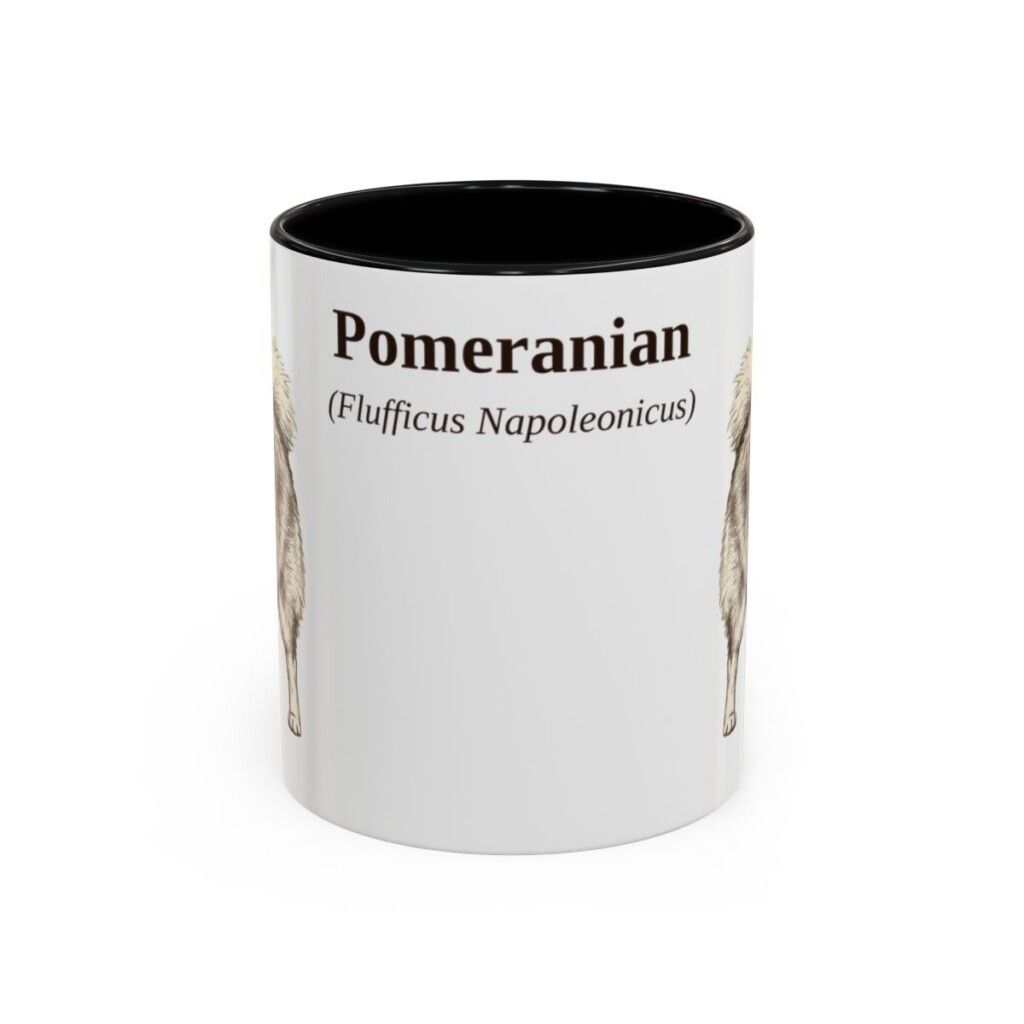 11oz Pomeranian Latin Mug, Black, front view