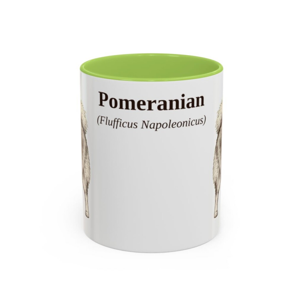 11oz Pomeranian Latin Mug, Light Green, front view