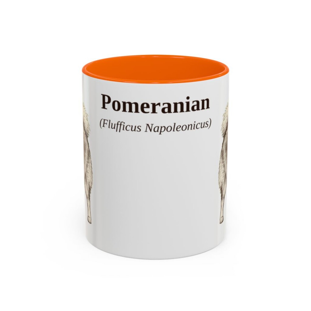 11oz Pomeranian Latin Mug, Orange, front view