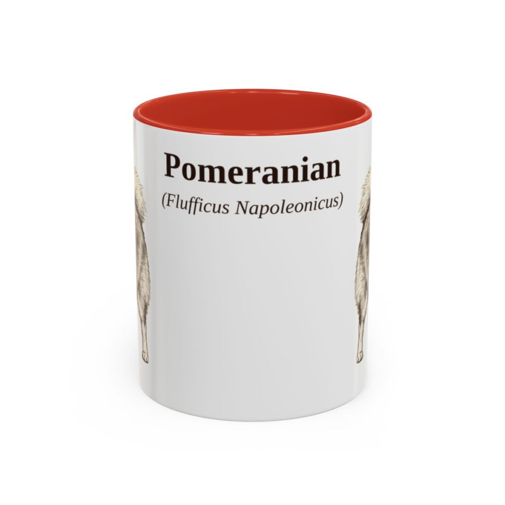 11oz Pomeranian Latin Mug, Red, front view