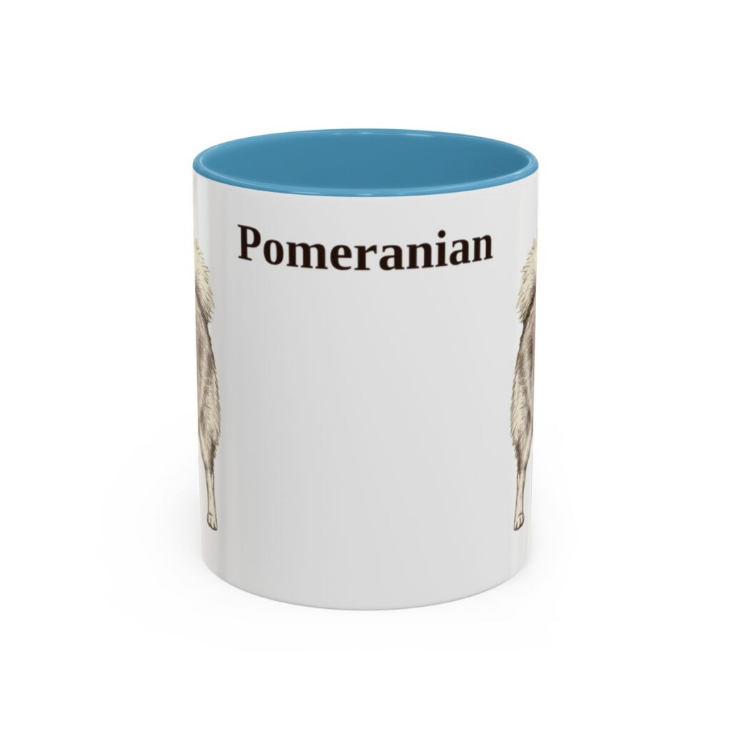 11oz Pomeranian Mug, Light Blue, front view