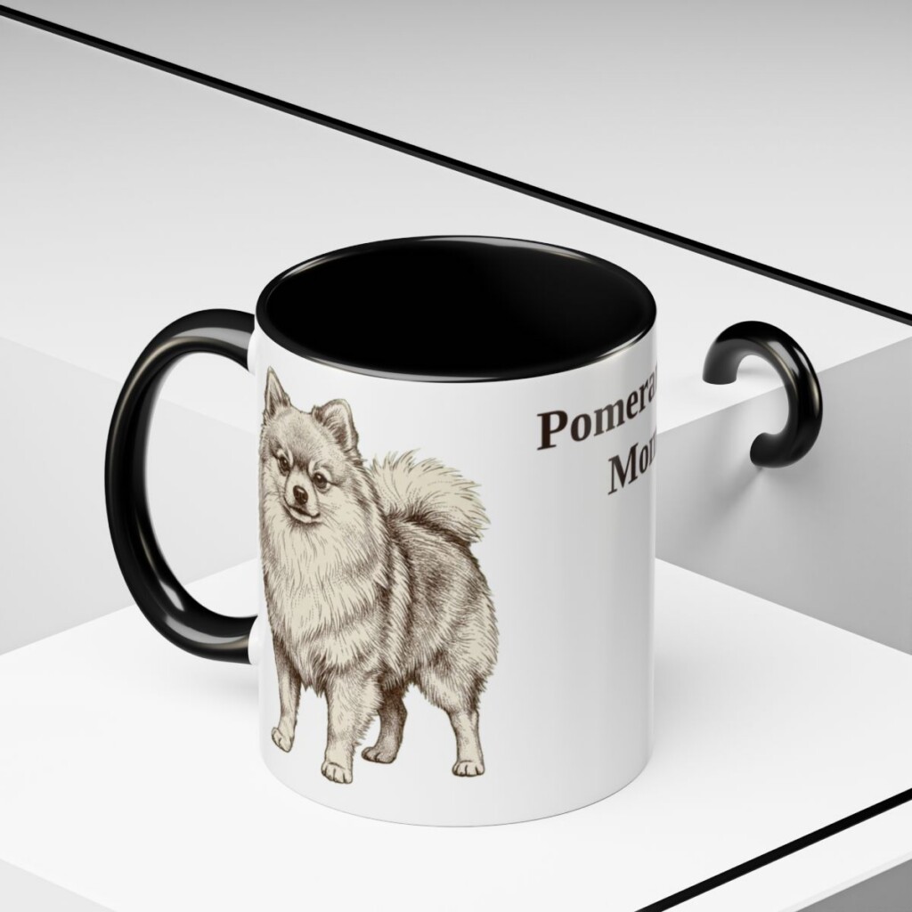 11oz Pomeranian Dog Mom Mug, Black, lifestyle photo