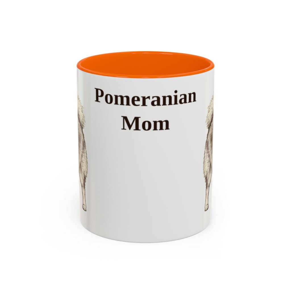 11oz Pomeranian Dog Mom Mug, Orange, front view