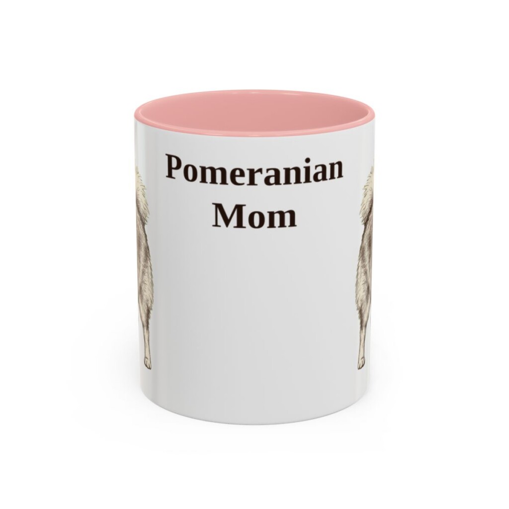 11oz Pomeranian Dog Mom Mug, Pink, front view