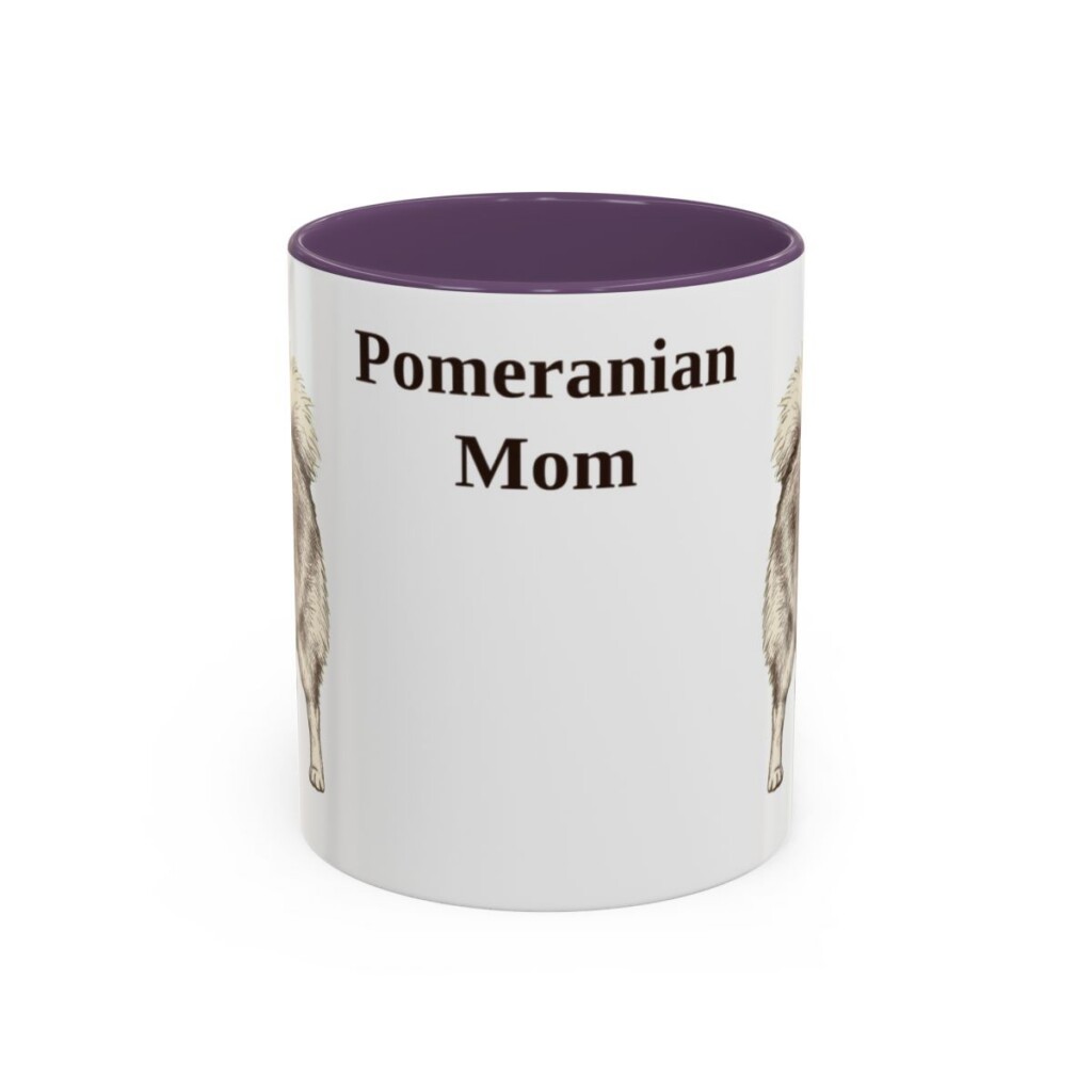 11oz Pomeranian Dog Mom Mug, Purple, front view