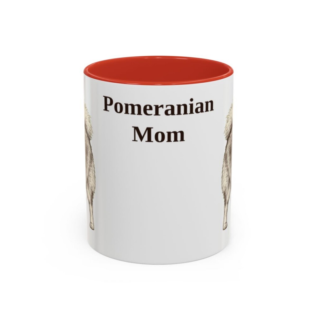 11oz Pomeranian Dog Mom Mug, Red, front view
