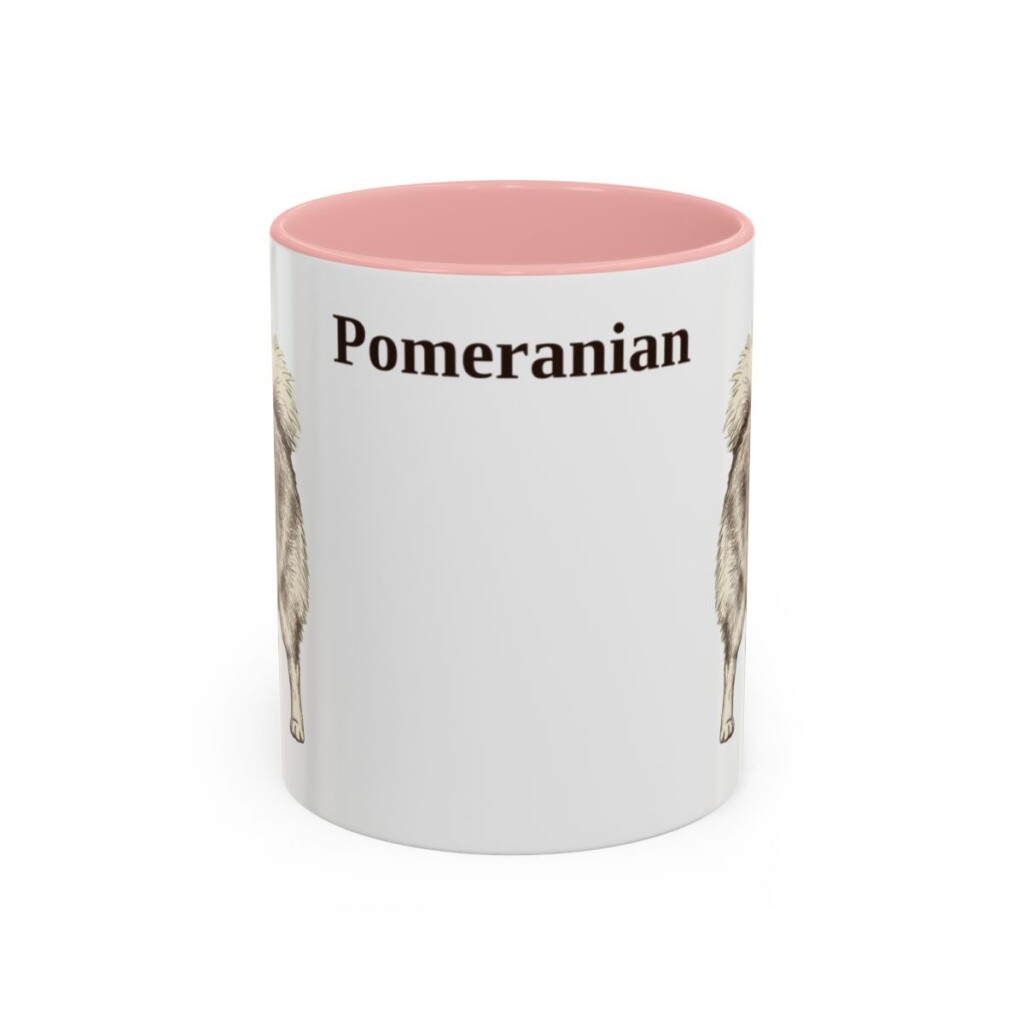 11oz Pomeranian Mug, Pink, front view