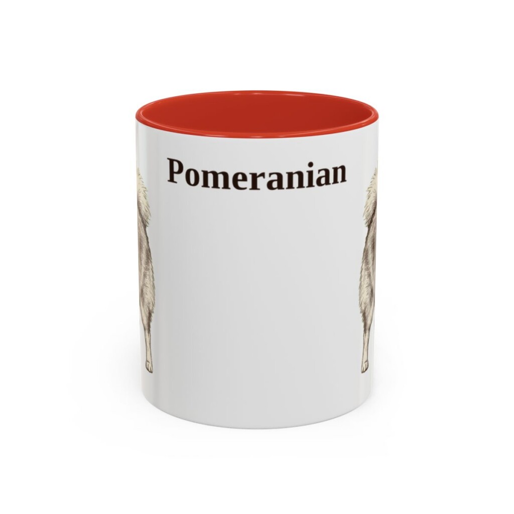 11oz Pomeranian Mug, Red, front view