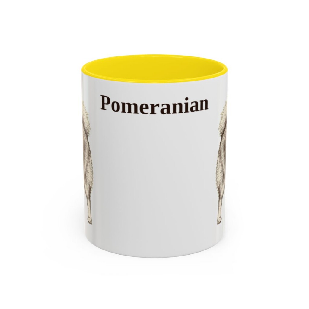 11oz Pomeranian Mug, Yellow, front view