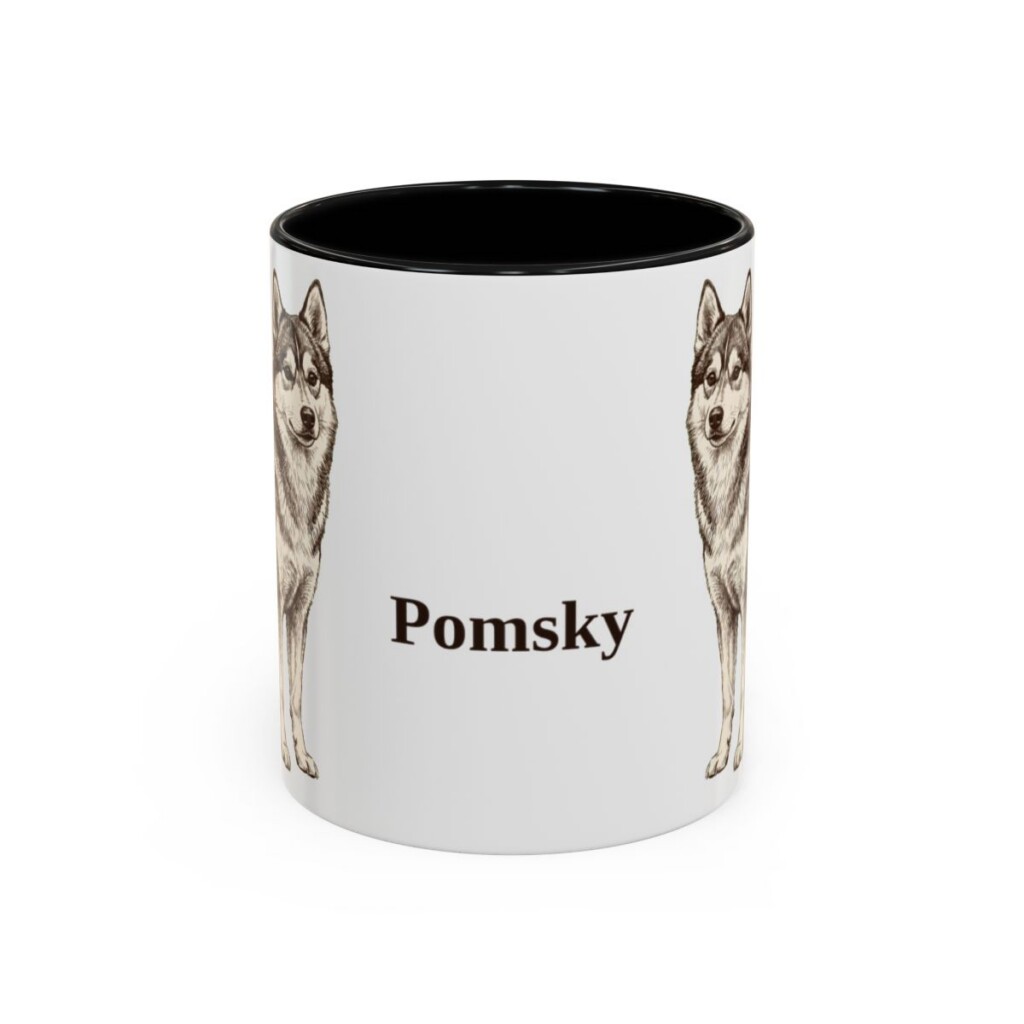11oz Pomsky Mug, Black, front view