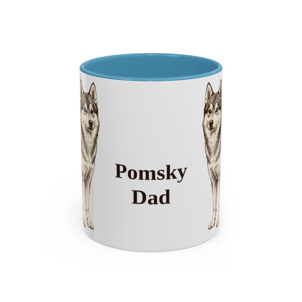 11oz-pomsky-mug-dad-light-blue 11oz Pomsky Dog Dad Mug, Light Blue, front view