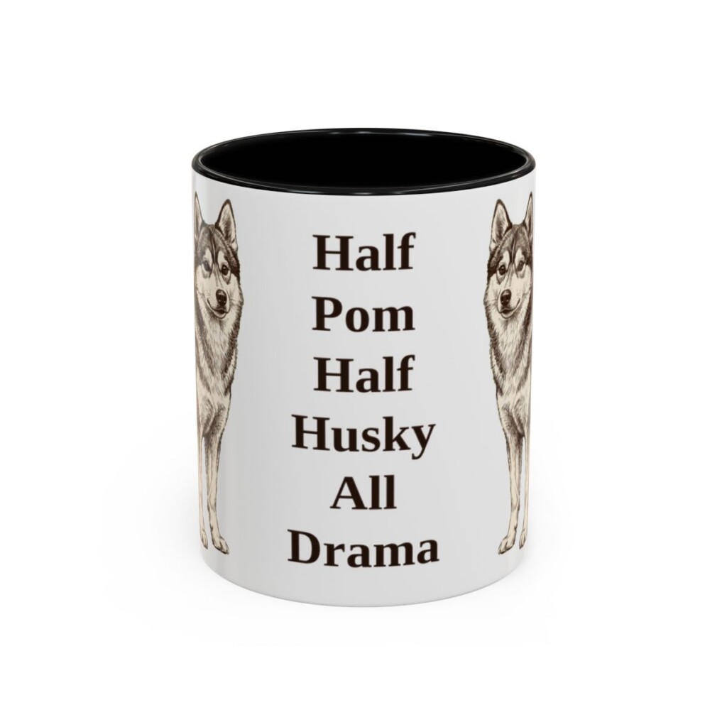 11oz Funny Pomsky Mug, Black, front view