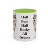11oz Funny Pomsky Mug, Light Green, front view