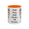 11oz Funny Pomsky Mug, Orange, front view