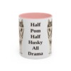 11oz Funny Pomsky Mug, Pink, front view
