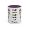 11oz Funny Pomsky Mug, Purple, front view