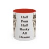 11oz Funny Pomsky Mug, Red, front view