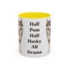11oz Funny Pomsky Mug, Yellow, front view