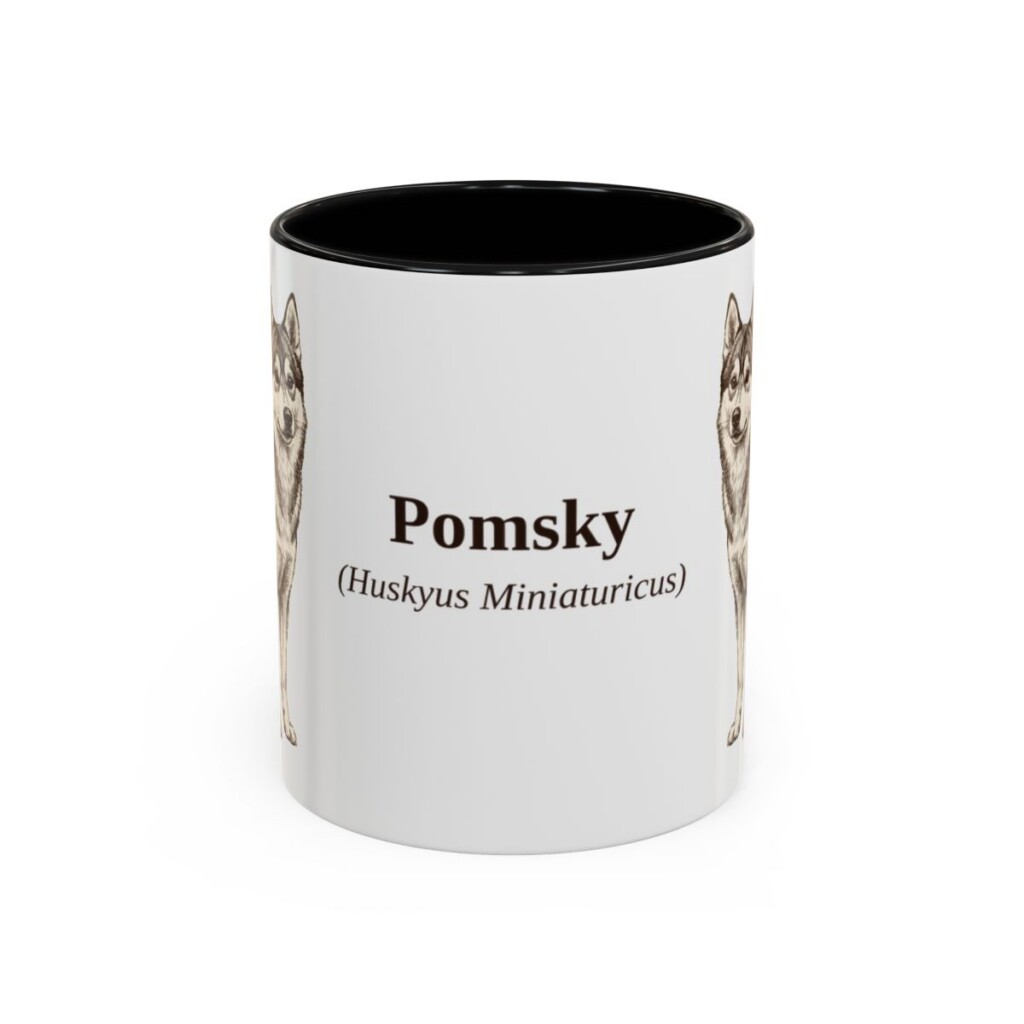 11oz-pomsky-mug-latin-black-front 11oz Pomsky Latin Mug, Black, front view