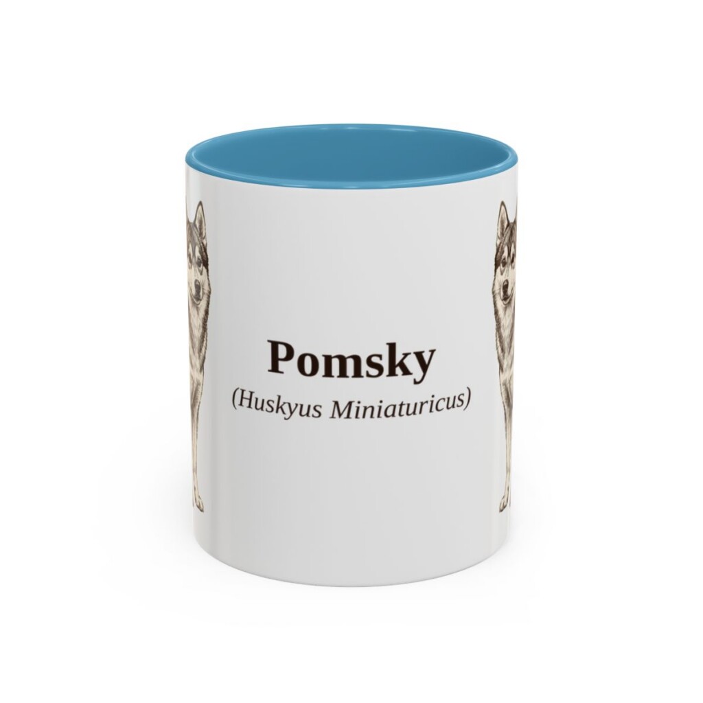 11oz-pomsky-mug-latin-light-blue 11oz Pomsky Latin Mug, Light Blue, front view