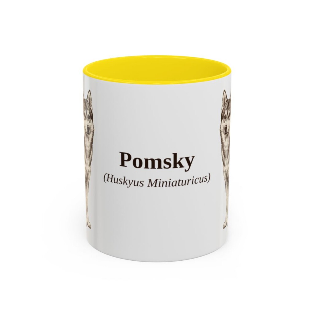 11oz-pomsky-mug-latin-yellow 11oz Pomsky Latin Mug, Yellow, front view