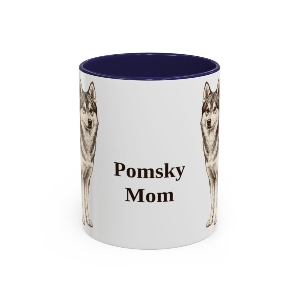 11oz Pomsky Dog Mom Mug, Navy, front view