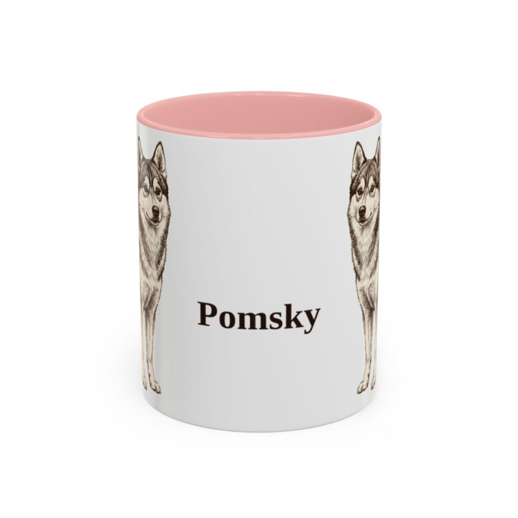 11oz-pomsky-mug-pink 11oz Pomsky Mug, Pink, front view